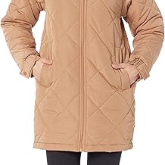 Amazon Essentials Women's Medium Camel Mid Length Puffer Coat - Picture 3 of 10
